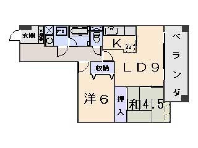 グランディオス京都東(2LDK/1階)の間取り写真