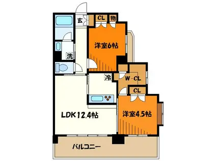 レジデンス八王子明神町(2LDK/11階)の間取り写真