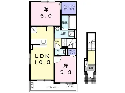 ニューライフ21 B(2LDK/2階)の間取り写真
