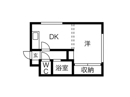 パークサイドクリスタル(1DK/1階)の間取り写真