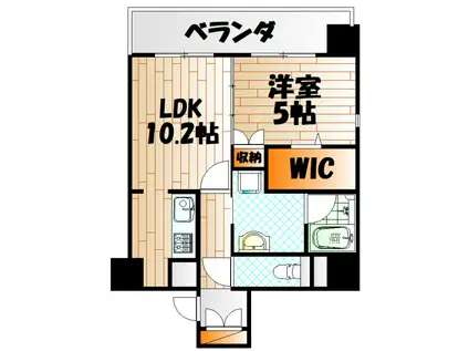 フェリシエ馬借(1LDK/10階)の間取り写真