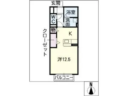 セジュール西田(ワンルーム/2階)の間取り写真