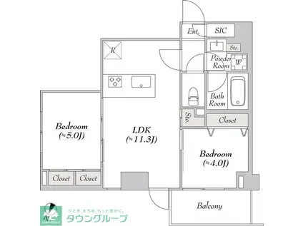 ルミーク本町ウエスト(2LDK/2階)の間取り写真