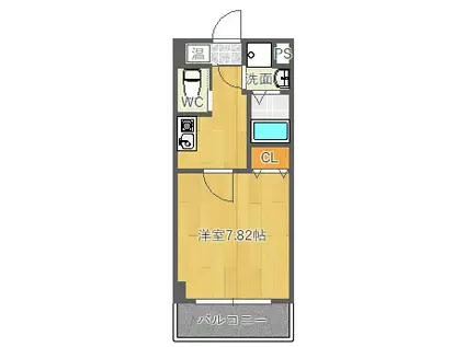 レインボーハイムII(1K/4階)の間取り写真