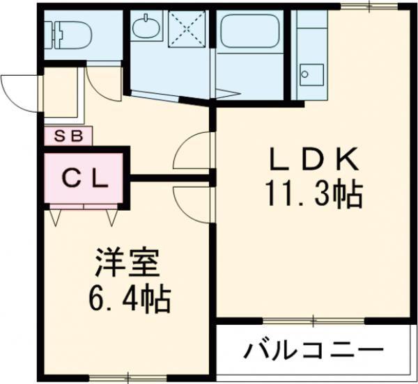 プラチナムコート(1LDK/2階)の間取り写真