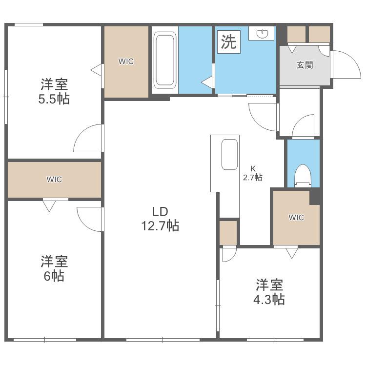 RITZ GRANDE 八軒(2LDK/4階)の間取り写真