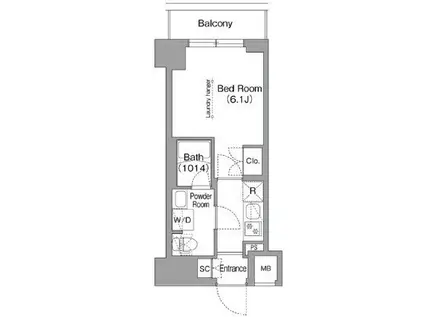 コンフォリア・リヴ横浜阪東橋(1K/2階)の間取り写真