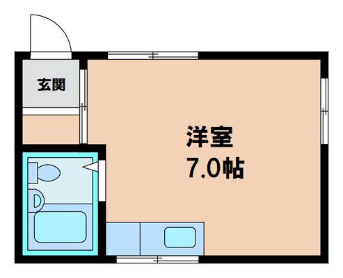ハイツ夕陽丘(ワンルーム/2階)の間取り写真