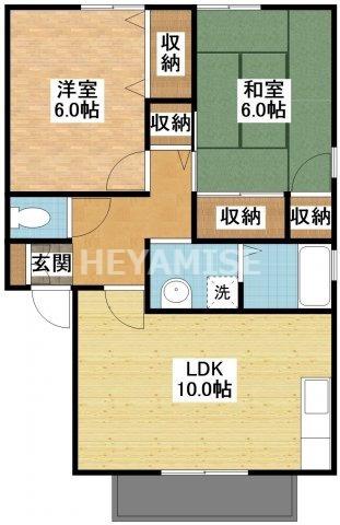 ロイヤルガーデン仲沖D(2LDK/2階)の間取り写真