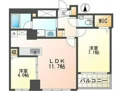 ラ・クラッセ札幌大通サウスシティ(2LDK/6階)の間取り写真