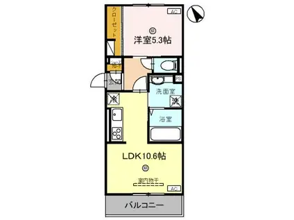 DーREGALO勝見(1LDK/2階)の間取り写真