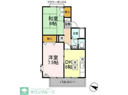 ストークコートN(2DK/1階)の間取り写真