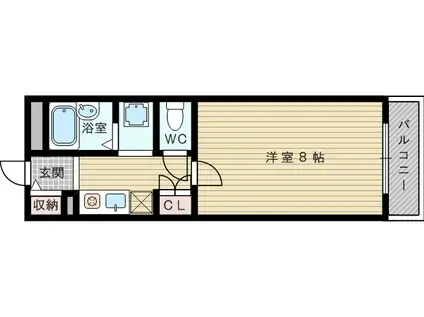 グランベイ豊新(1K/1階)の間取り写真