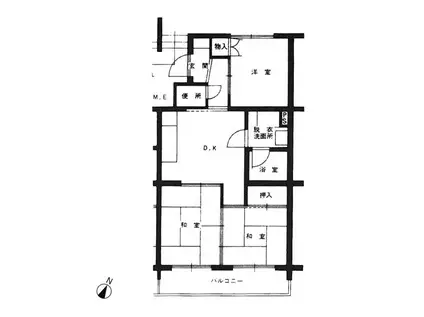 エメラルドマンションリバーサイド貝塚(3DK/4階)の間取り写真