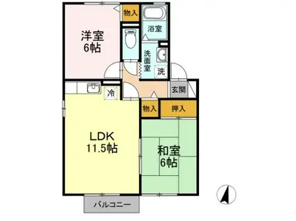 ラファール(2LDK/1階)の間取り写真