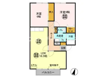 サンビレッジ・プルミエ C棟(2LDK/2階)の間取り写真