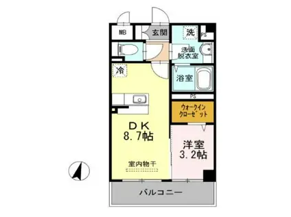コンフォールパピヨン(1LDK/2階)の間取り写真