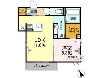CASAニックスII(1LDK/2階)の間取り写真