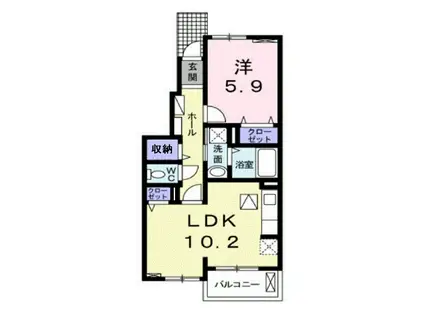 サニーヒルK(1LDK/1階)の間取り写真