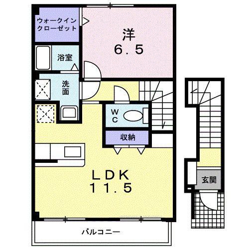 ニルヴァーナ・ビエンネ(1LDK/2階)の間取り写真