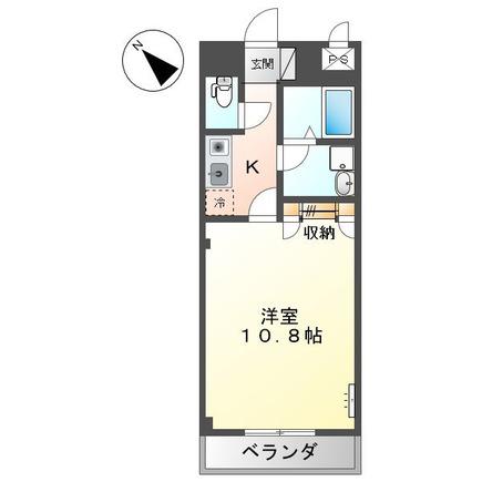 ソレアード(1K/1階)の間取り写真