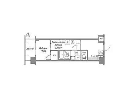 REーBE東三国(1LDK/8階)の間取り写真