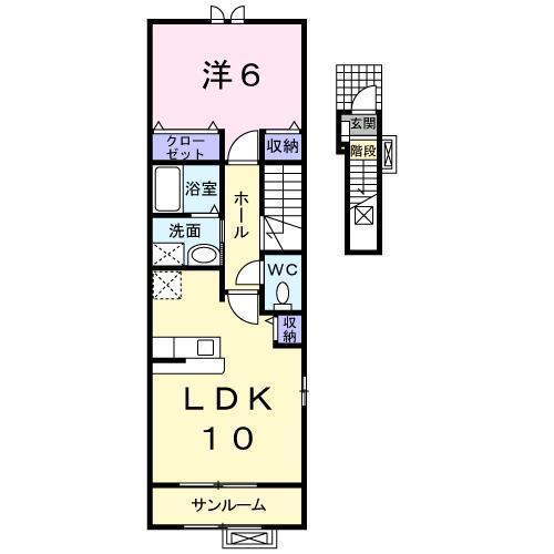 アルバ土崎A(1LDK/2階)の間取り写真