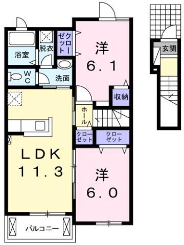 ルシール 名東C(2LDK/2階)の間取り写真