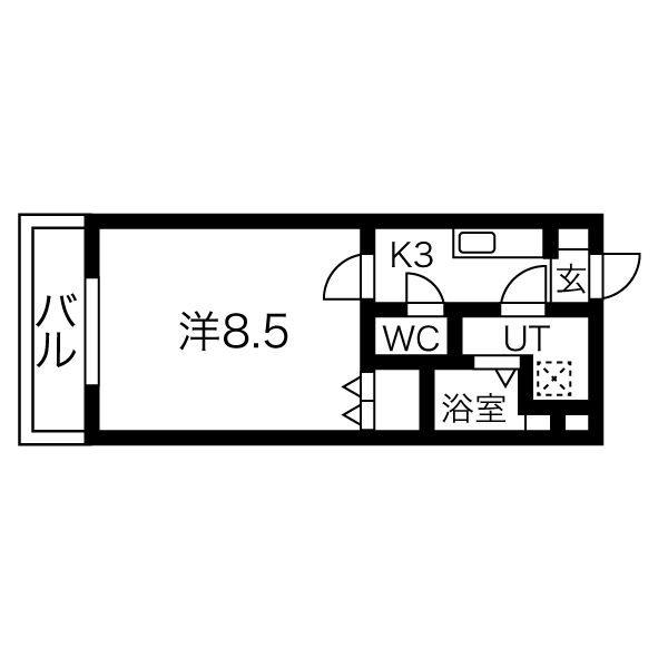 アクティヴI(1K/4階)の間取り写真