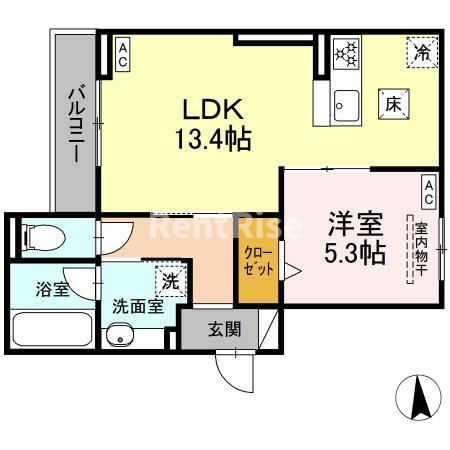 ラパーチェ(1LDK/1階)の間取り写真