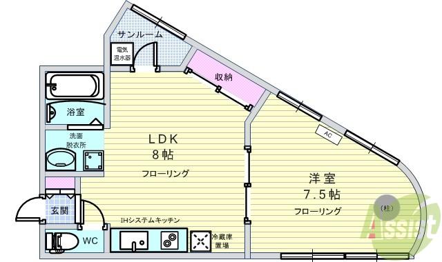 クリスタルビュー豊中南(1LDK/3階)の間取り写真