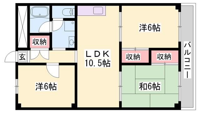 メゾンM(3LDK/3階)の間取り写真
