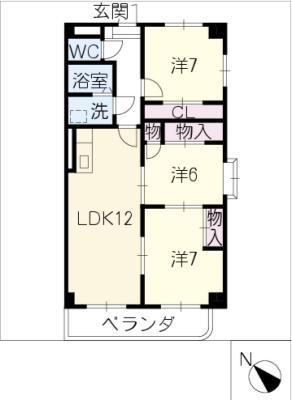 ユヌ・ボジュールII(3LDK/3階)の間取り写真