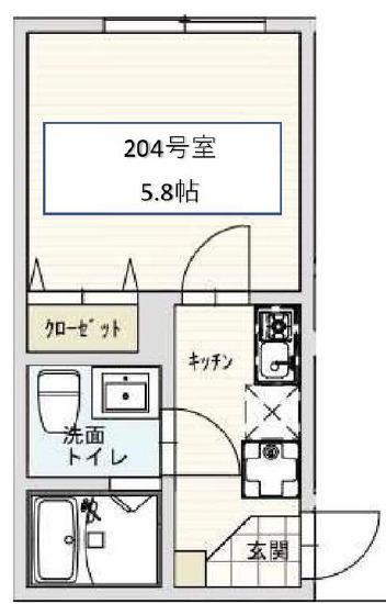 エスコート松戸新田(1K/2階)の間取り写真