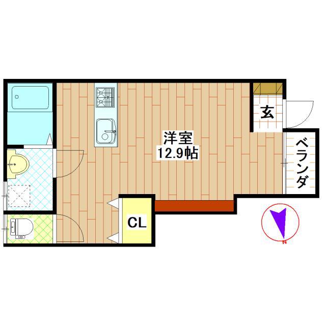 グラムハウス六番館(ワンルーム/1階)の間取り写真