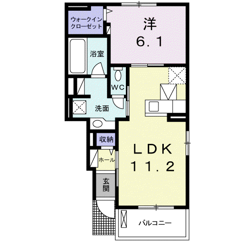 サニーレジデンスA(1LDK/1階)の間取り写真