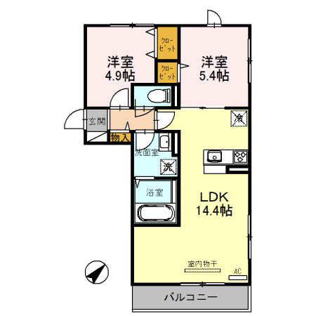 はなあずみ(2LDK/2階)の間取り写真