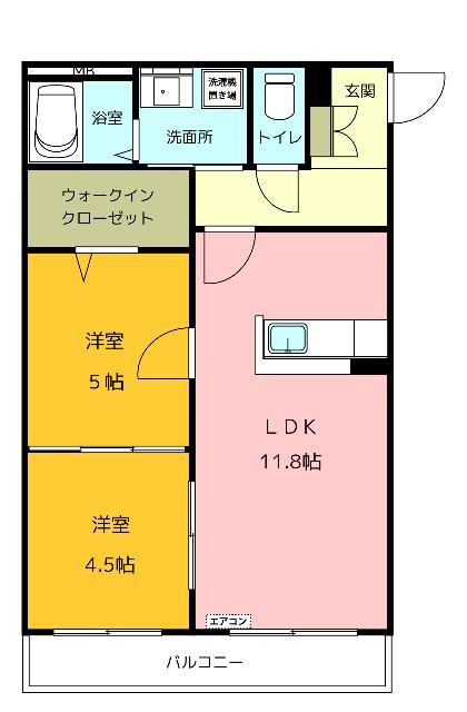 AURA(2LDK/3階)の間取り写真