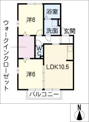 花水木の家II(2LDK/2階)の間取り写真