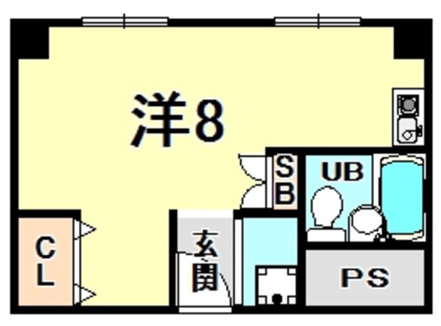エルマーナ香枦園(ワンルーム/4階)の間取り写真