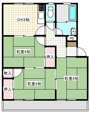 寿荘タカヤマ(3DK/2階)の間取り写真