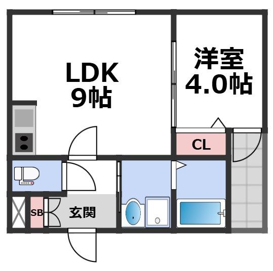 H-MAISON平野IV(1LDK/1階)の間取り写真