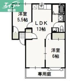 グリーンパーク西辛川C(2LDK/1階)の間取り写真