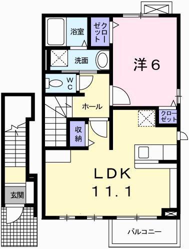 プロムナード大野(1LDK/2階)の間取り写真