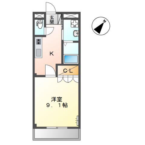 ＪＲ東海道本線 豊橋駅 徒歩20分 2階建 築18年(1K/1階)の間取り写真