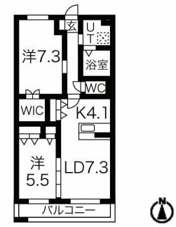 シェルフ藤 102(2LDK/1階)の間取り写真