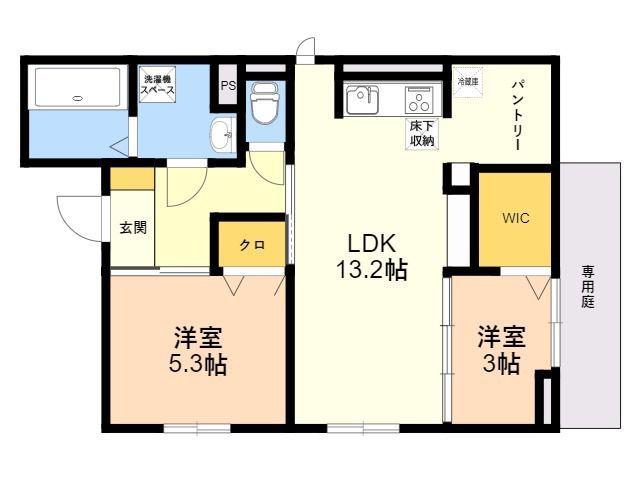トリシアTAKEⅢ(2LDK/1階)の間取り写真