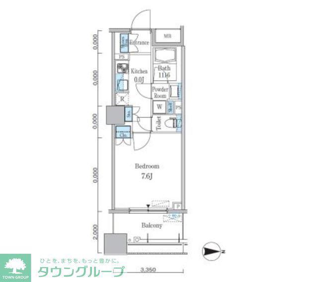 パークキューブ亀戸(1K/13階)の間取り写真