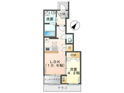 APGヴィラ徳倉B(1LDK/1階)の間取り写真