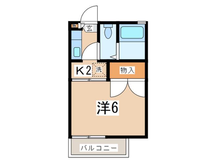メゾンソレイユ2(1K/2階)の間取り写真